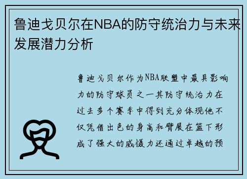 鲁迪戈贝尔在NBA的防守统治力与未来发展潜力分析